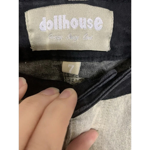 Vintage Dollhouse Y2K You Are Beautiful Jeans Tan & Black Low Rise Size 7 (AA33) - Picture 3 of 7